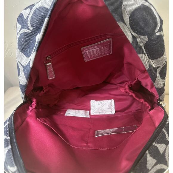 Rare Find NEW Coach Signature Denim Backpack F19691 Denim Silver Metallic Trim main image 12